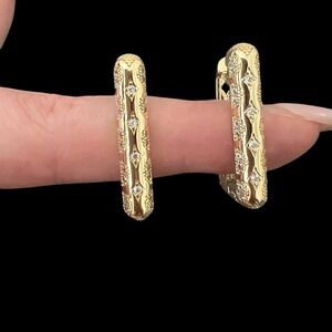 18k Gold Plated Huggies with Crystals